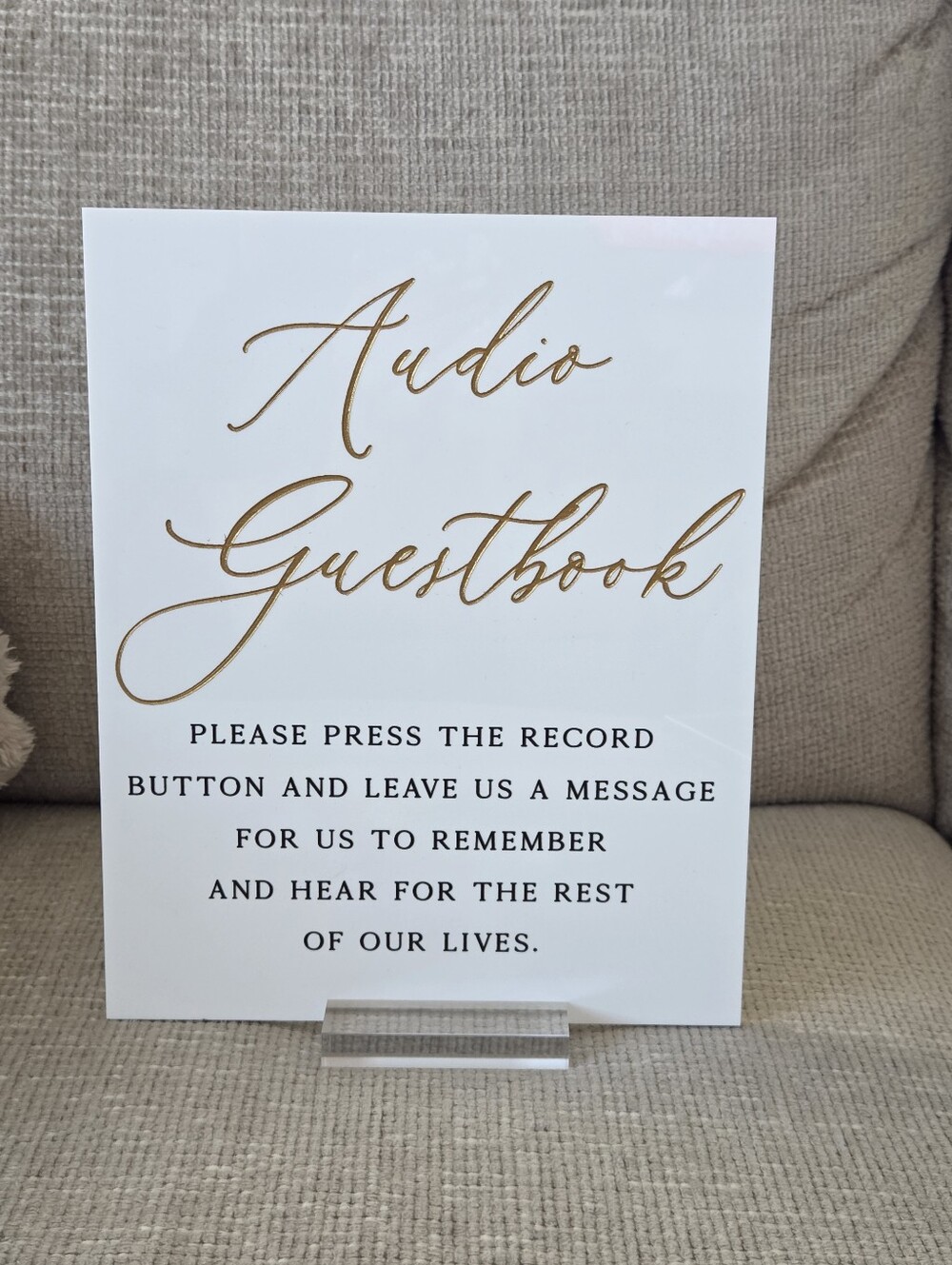 Audio Guestbook Sign - White with Gold Script